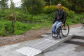 Modular wheelchair ramp in use 