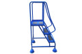 Steel ladder with handrails on wheels 