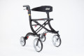 Black folding 4 wheeled rollator 