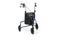 Blue rollator with bag