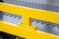 Yellow safety edges on the mobile yard ramp 