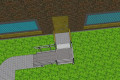 Modular ramp in front of home with handrails and platform 