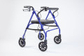 Side view of the blue rollator