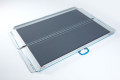 Unfolded mobility ramp with flat hinge and antislip surface