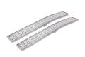 Pair of motorcycle loading ramps folded on white background