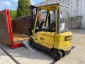 Forklift driving into a container pair of  aluminium container ramps 
