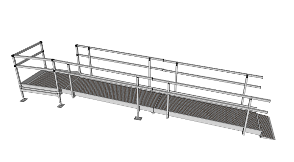 Modular wheelchair ramp with hand rails 