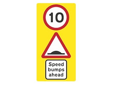 10mph Speed bump warning sign