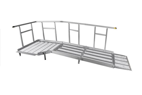 Aluminium Modular Ramp Kit with Platform and Handrails - 900mm x 1250mm ramp section