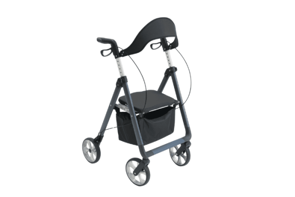 4-wheeled rollator with seat and bag 