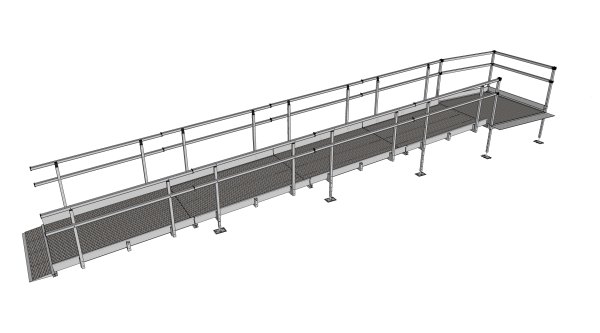 Modular Kit with Platform and Double Height Handrails (1500mm x 7600mm long)