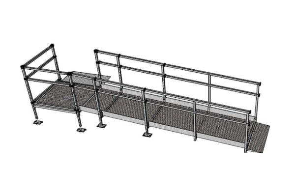 Modular wheelchair ramp with handrails 