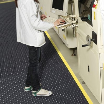 Anti-fatigue matting in place 