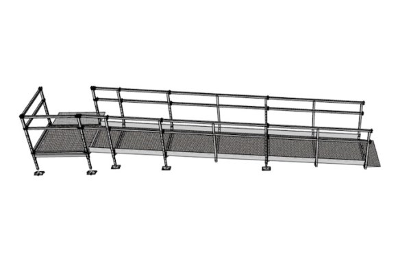 5.5m modular wheelchair ramp with platform and handrails 