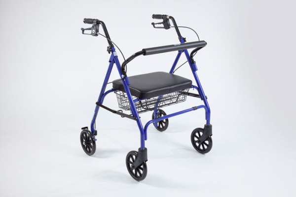 4 wheeled rollator with basket and seat 