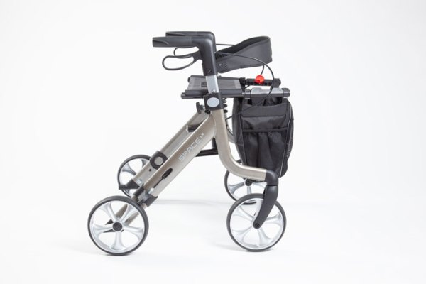 Champagne rollator with backrest and seat 