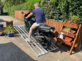 Motorbike going up ramps