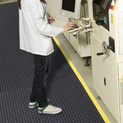 Anti-fatigue matting in place 