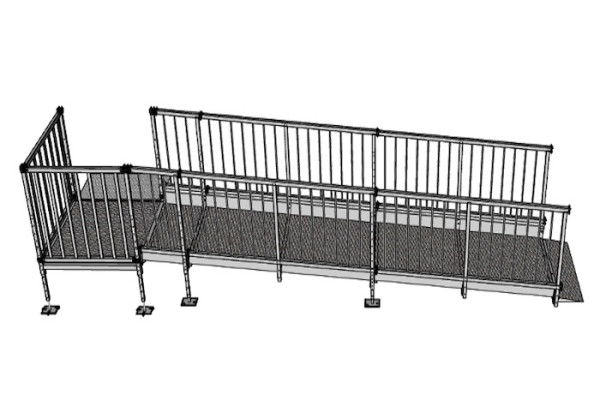 Modular Wheelchair Ramp Kit with Platform and Balustrade Handrails (1080mm x 4500mm)