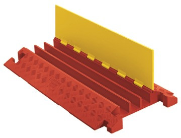 Checkers Line Backer - 3 Channel Cable Protector Orange/Yellow open lid 