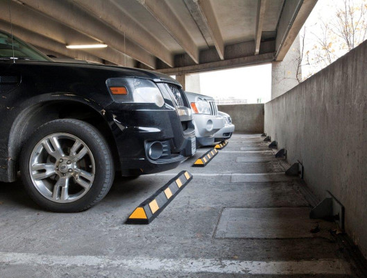 Wheel stops in car park 