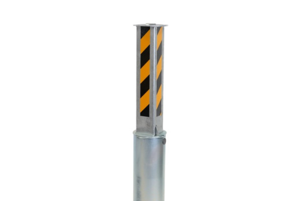 Telescopic bollard with hazard tape