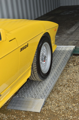 Car loading ramp close up