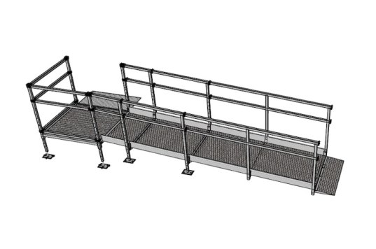Modular wheelchair ramp with handrails 