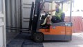 Forklift on the container ramp