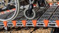 Close up of rollable ramp grip surface with wheelchair being loaded