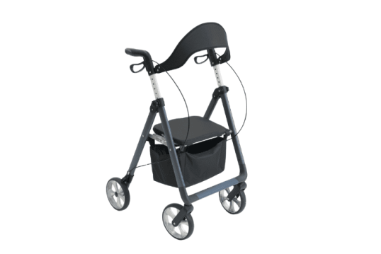 4-wheeled rollator with seat and bag