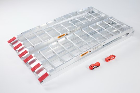 Pair of Heavy Duty Loading Ramp with Support Legs and Bar Grip Surface