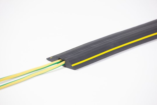 Black and yellow PVC cable protector