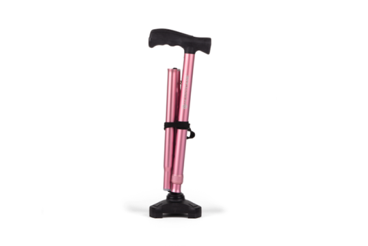 Folded pink walking stick 