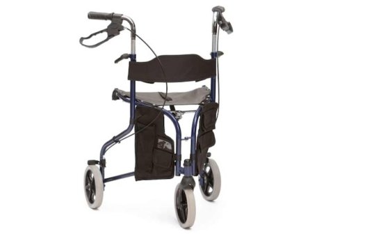 Blue Tri-walker with seat and bag 