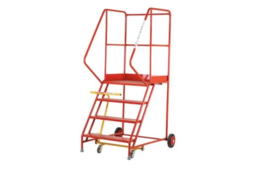 Mobile step ladder on wheels