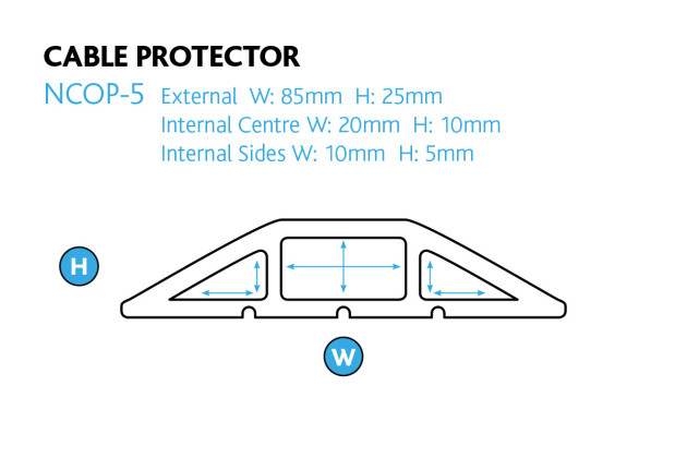 Lightweight Cable Protector 3-Channels- Black only- 1m section (83mm Wx 17mm H, 23.5mm x 10.7mm channel)