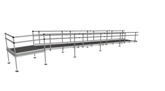 Technical drawing of 9200mm modular wheelchair ramp 