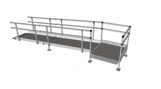 Modular Kit with Platform and Double Height Handrails (1500mm x 4200mm long)