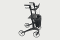 Black carbon rollator with seat and bag