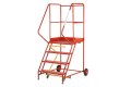 Mobile safety step ladder with platform and handrails