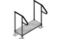 Single adjustable step with handrails 