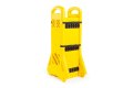 Stored portable plastic safety barrier 