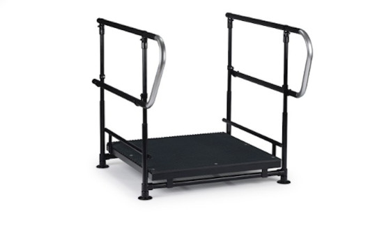 Large back half step with double handrails