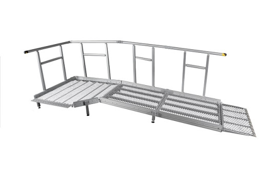 Aluminium Modular Ramp Kit with Platform and Handrails - 1300mm x 3000mm ramp section