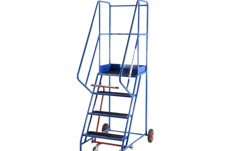 Steel Trade Mobile Steps Steel Trade Mobile Step ladder on wheels with working platform, steps and guardrail