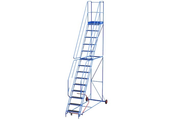 Warehouse ladder on wheels