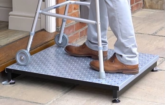 Large half step with walker Large half step with walker