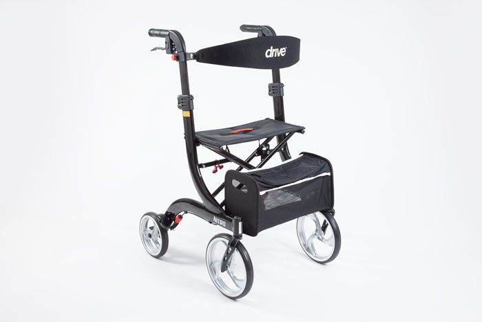 Black nitro rollator with seat and bag 