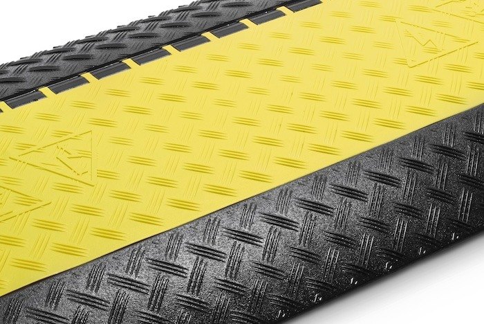 Interlocking Defender MIDI 4 cable protector black and yellow chequered non slip surface